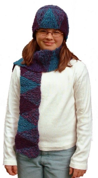 Short Row Chevron Scarf and Hat
